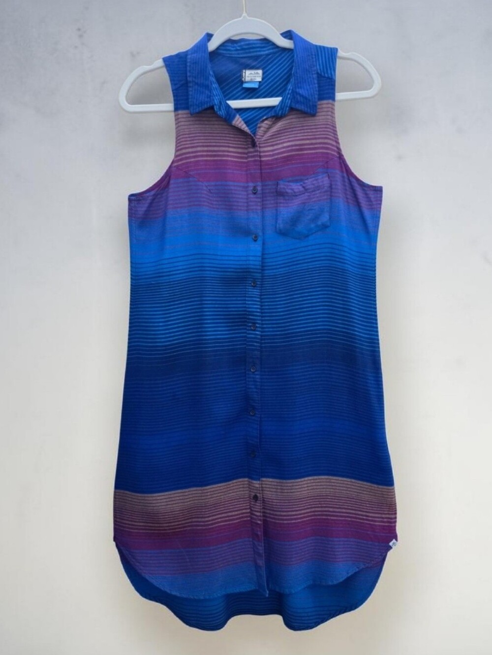 KAVU Brighton Sleeveless Button-up Shirtdress Yarn Dyed Size Small Sporty Vacay